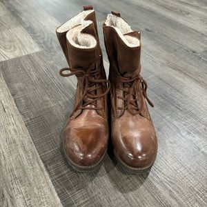Aldo brown fur combat boots